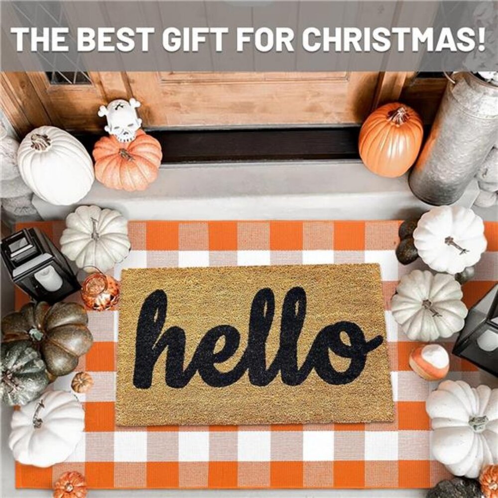 Fall Buffalo Plaid Check Rug Outdoor Doormat 3x5 Ft Washable Woven - Picture 2 of 7